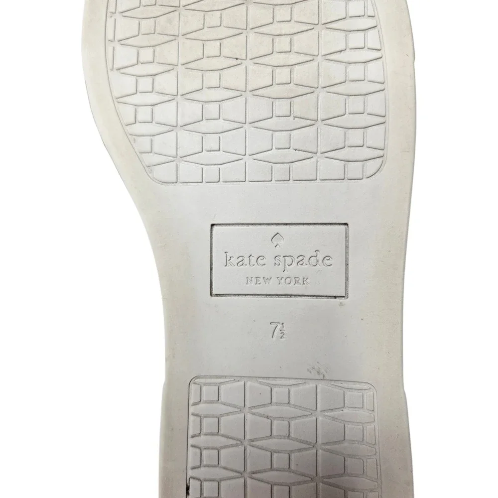 Kate Spade Clover Glitter Leather Slip-On Sneakers Silver Metallic Loafers 7.5